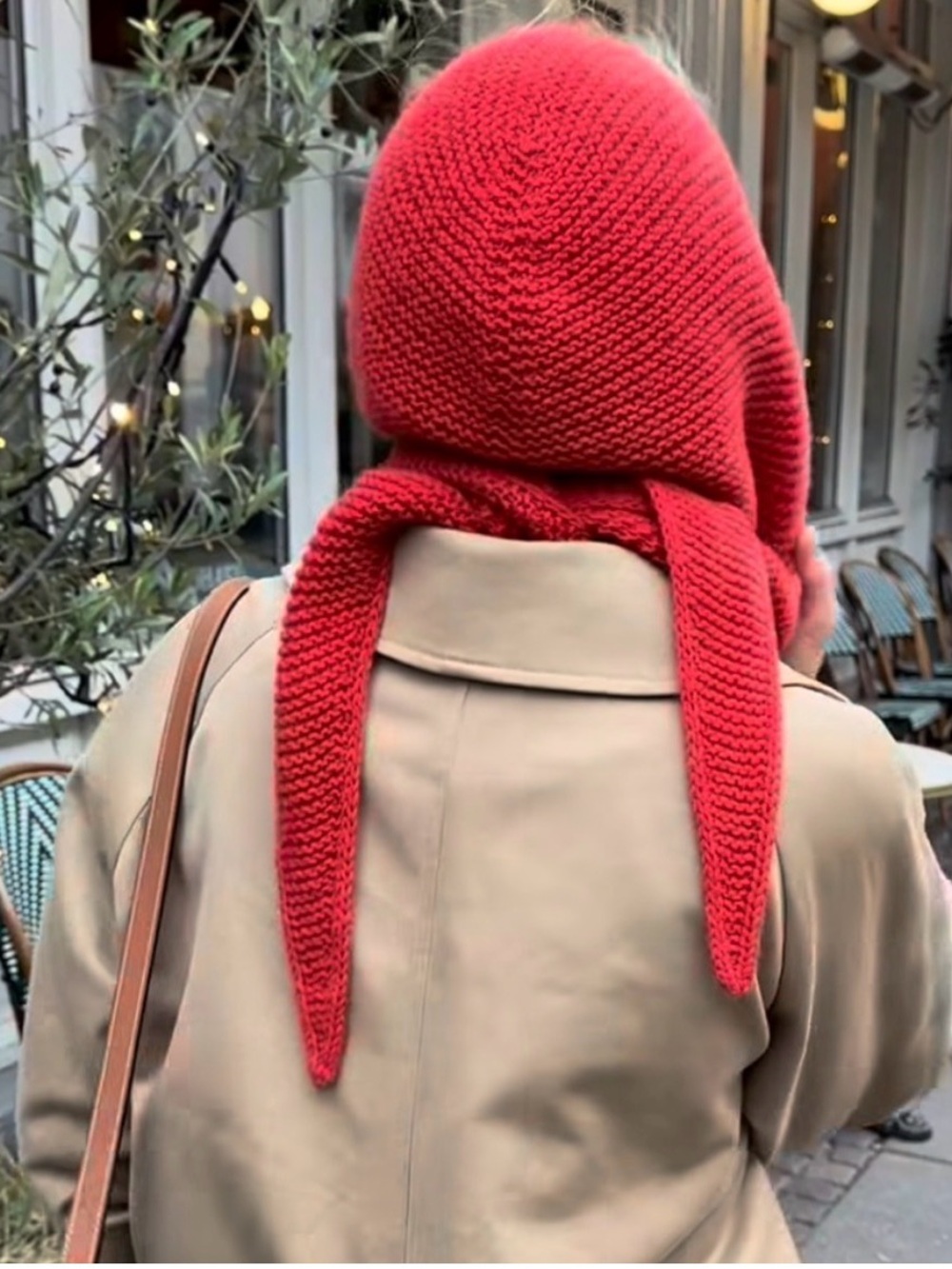 Handmade Knitted Hood/Scarf - Red color